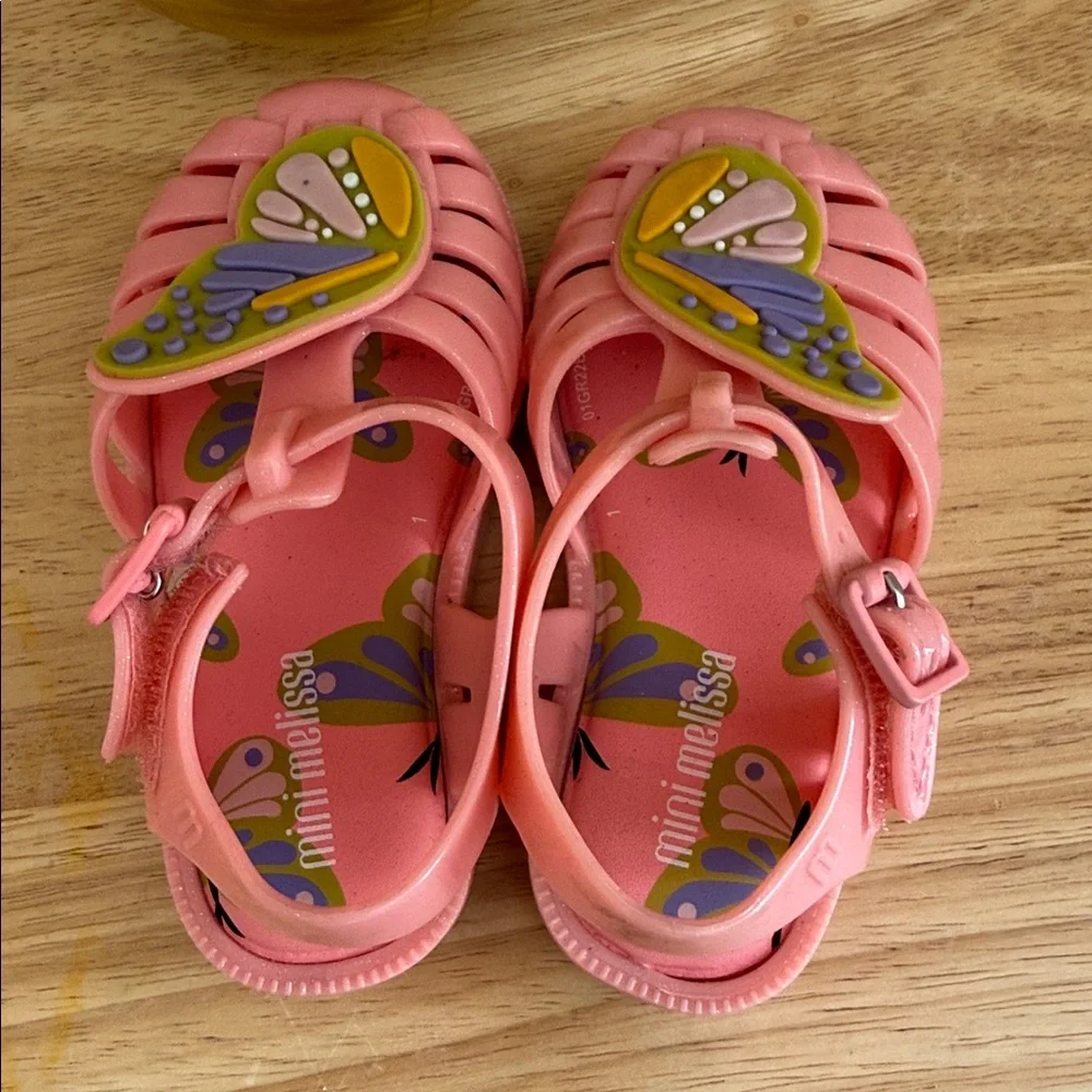 Mini Melissa Possession Pink Butterfly Jelly Shoes - Wings Connect Sz‎ 7